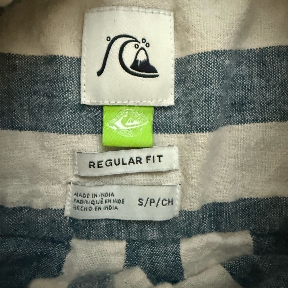 Quicksilver mens short sleeve cabana stripe button down beachy coastal Lagenlook - Picture 9 of 9
